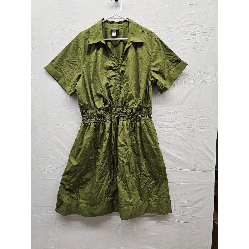 Ava & Viv Womens Short Sleeve Shirt Dress Green Cotton Casual Size XXL